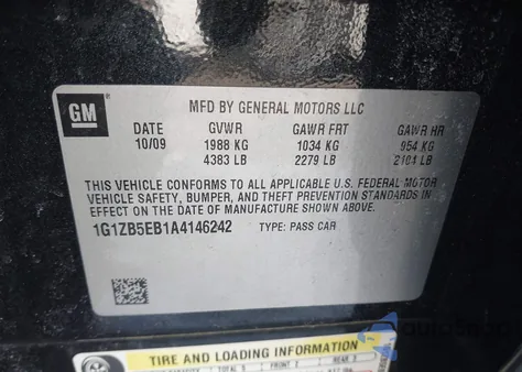 2010 Chevrolet Malibu Ls from USA, damaged, VIN 1G1ZB5EB1A4146242